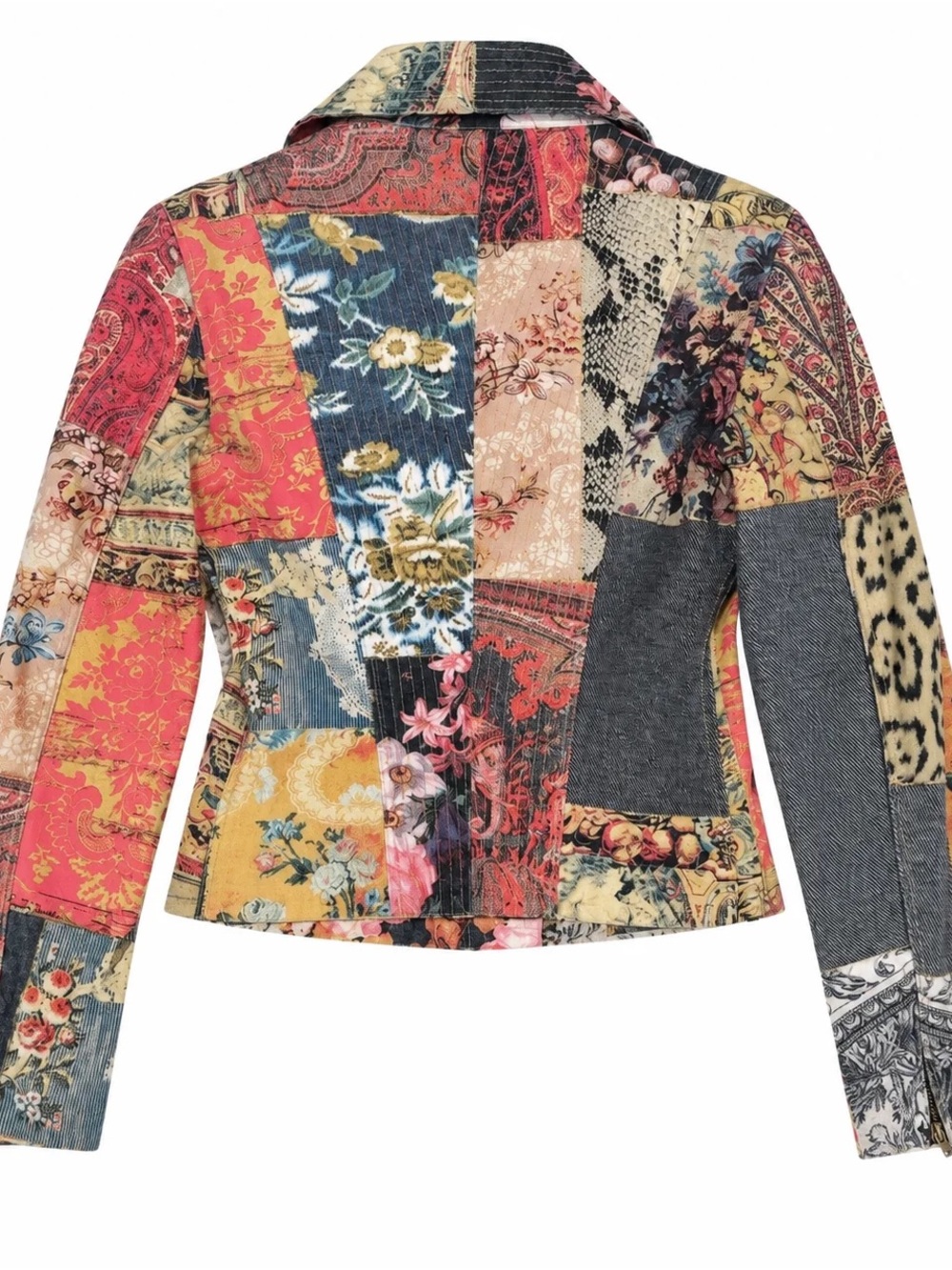 Roberto Cavalli Fall/Winter 2002 Patchwork Printed Biker Jacket - Picture 3 of 3